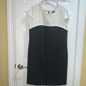 Tahari Arthur S Levine colorblock dress sz 12 exposed back zip career